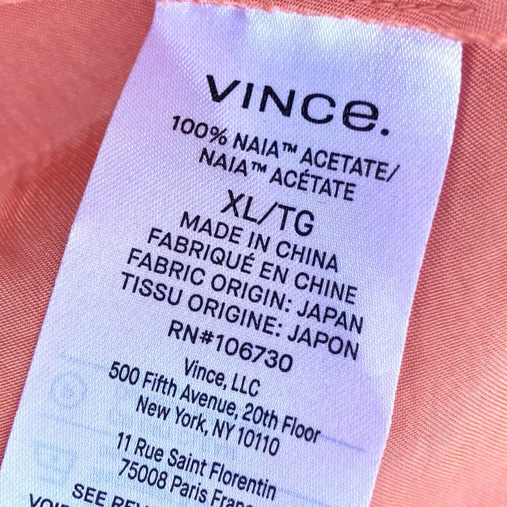 Vince NWOT Sleeveless Satin Coral Maxi Dress Sz XL - Picture 5 of 8